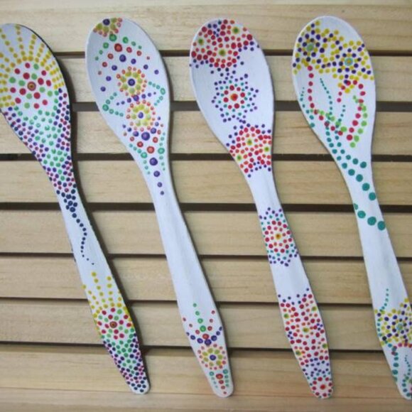 Sun Goddess, Kitchen accents, Tea Lovers, Handcrafted, Dots, Original, Spoons - Picture 2 of 4